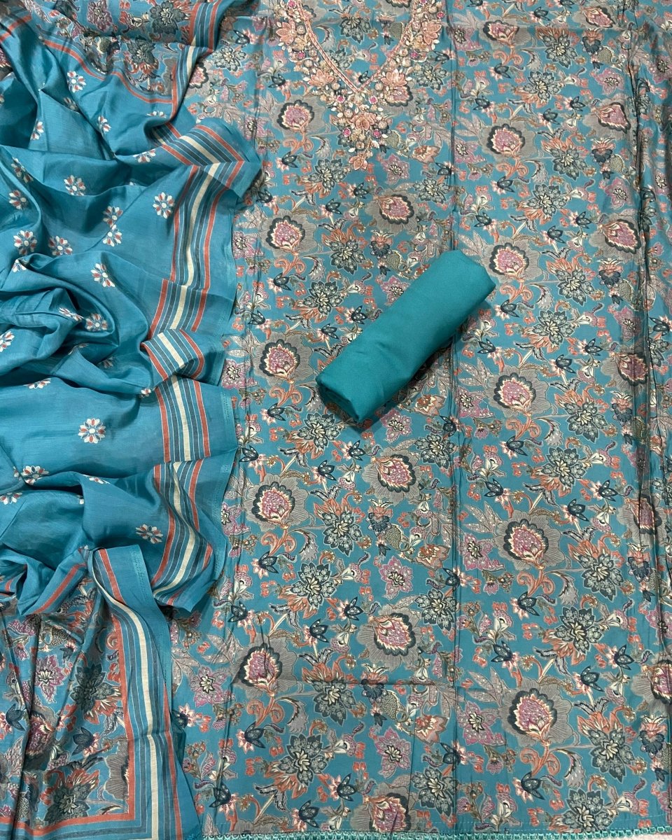 Premium Modal Silk Suit Set with Beads & Sequins Zari Handwork - Yanchi