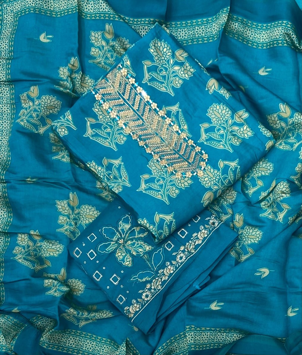 Premium Modal Silk Suit Set with Bottom Work - Yanchi