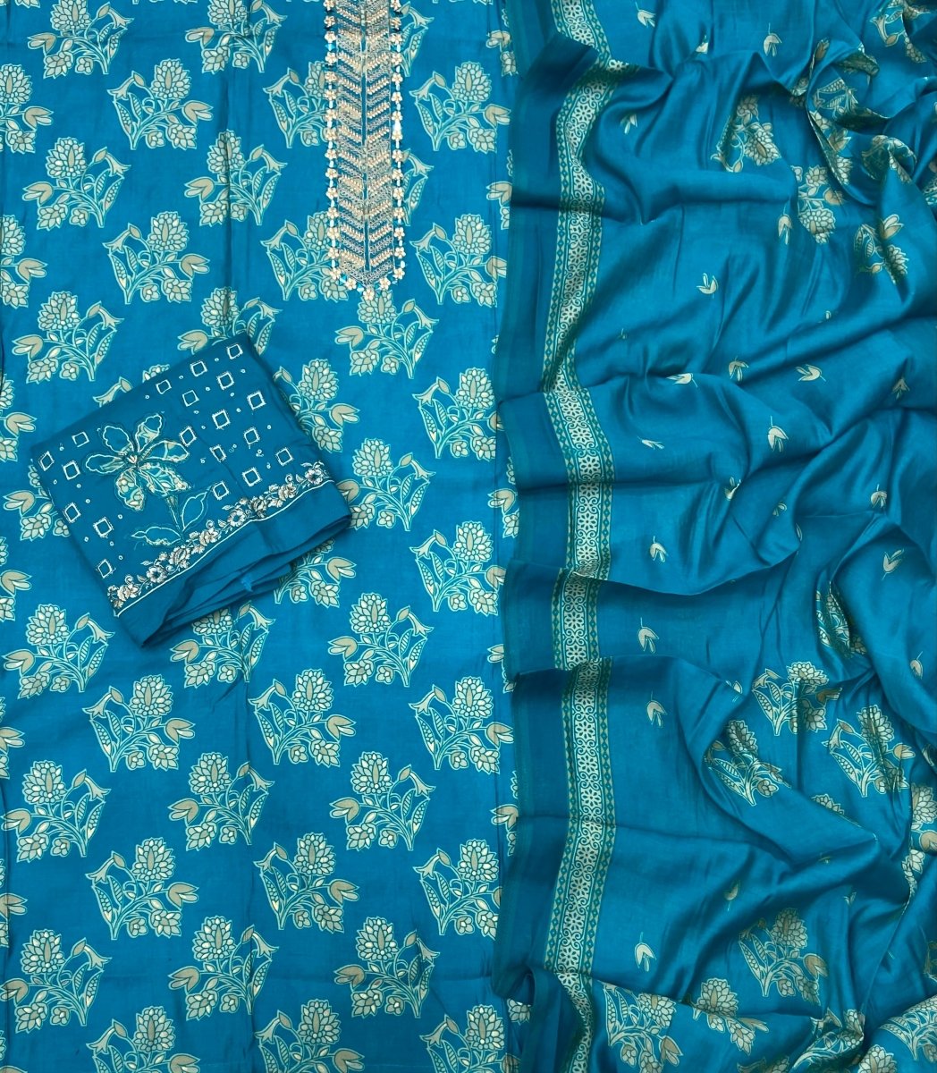 Premium Modal Silk Suit Set with Bottom Work - Yanchi