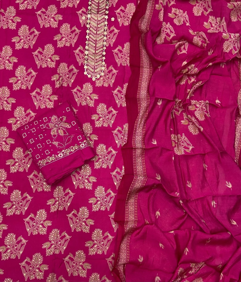 Premium Modal Silk Suit Set with Bottom Work - Yanchi