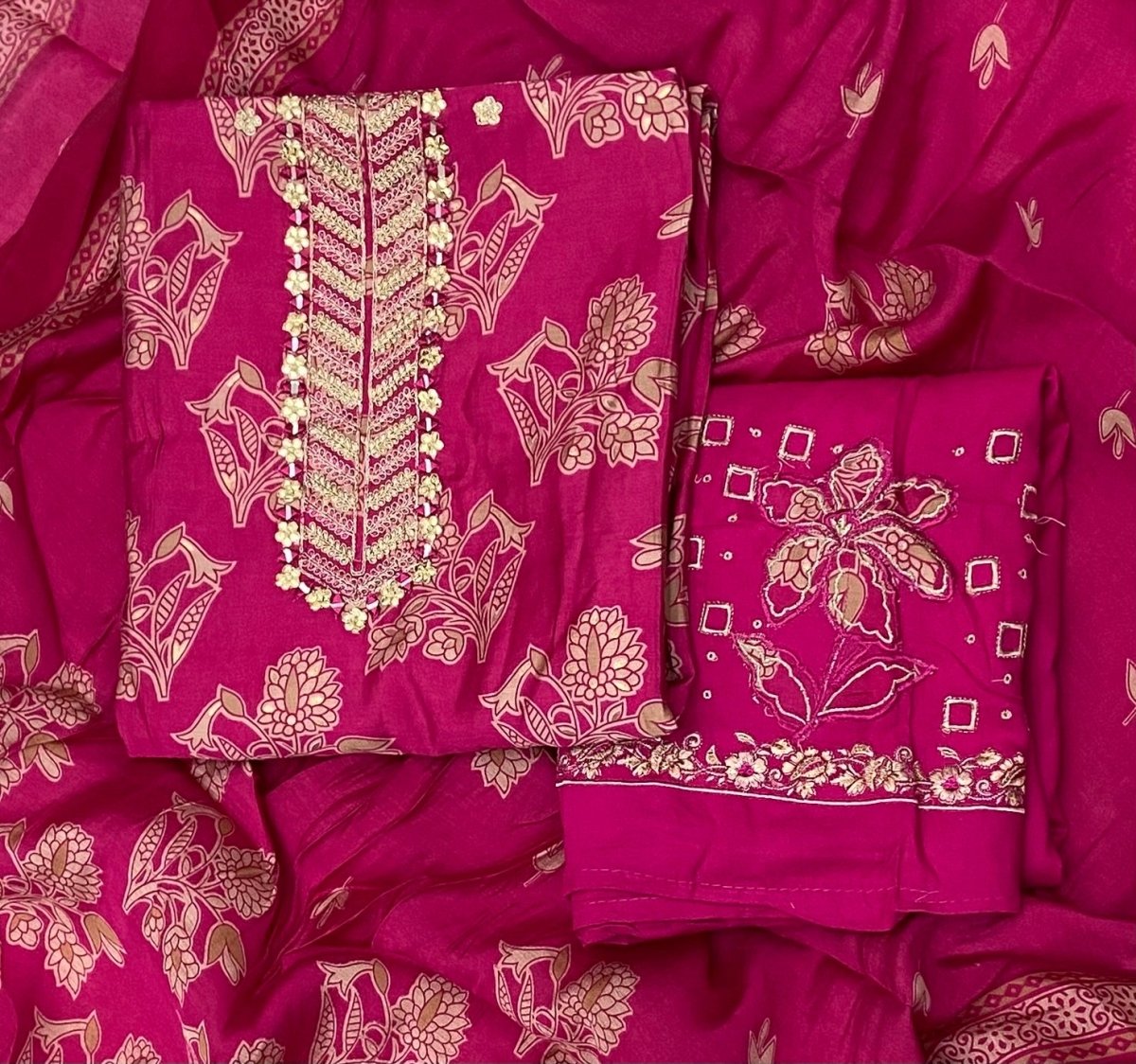 Premium Modal Silk Suit Set with Bottom Work - Yanchi