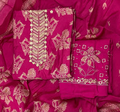 Premium Modal Silk Suit Set with Bottom Work - Yanchi