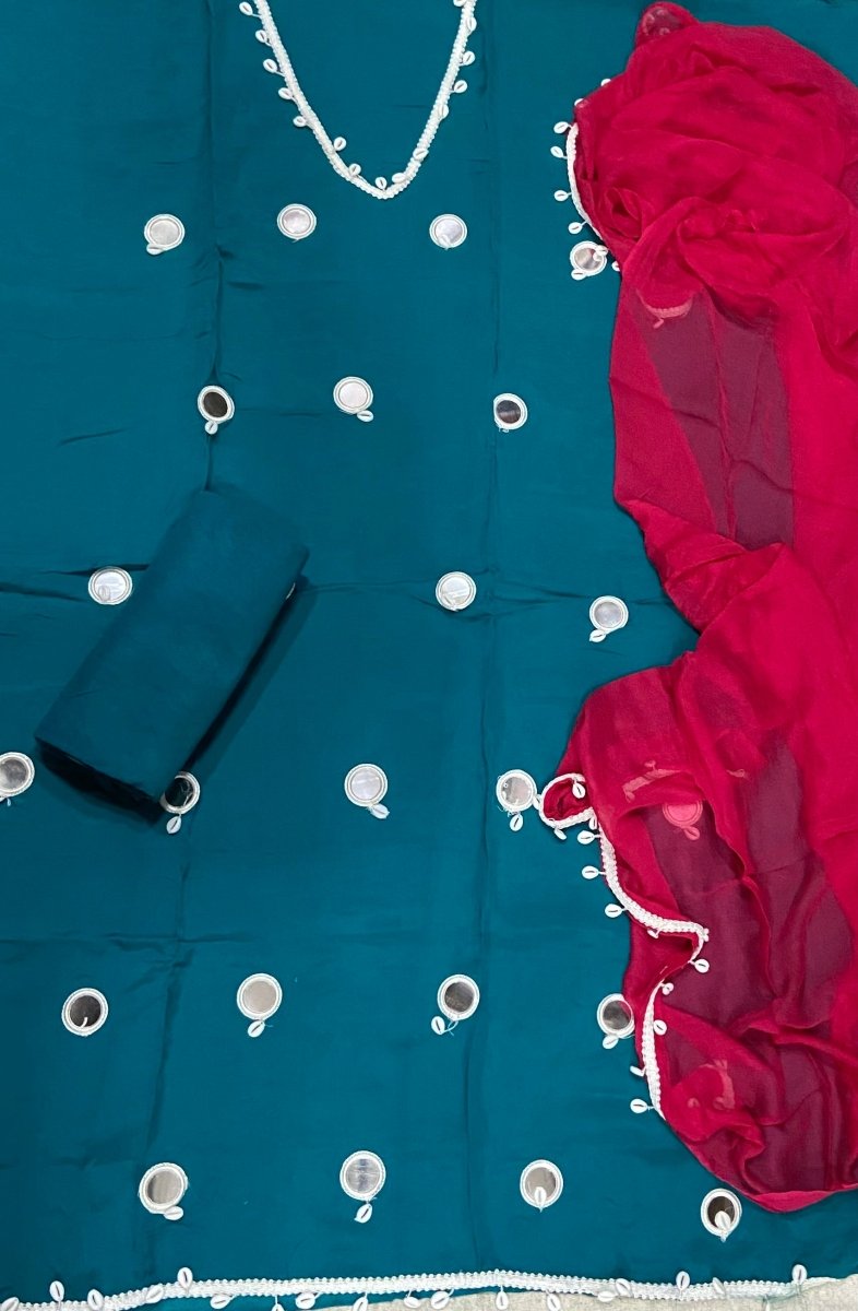 Premium Organza Suit Set with Mirror Work - Yanchi