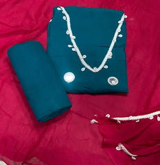 Premium Organza Suit Set with Mirror Work - Yanchi