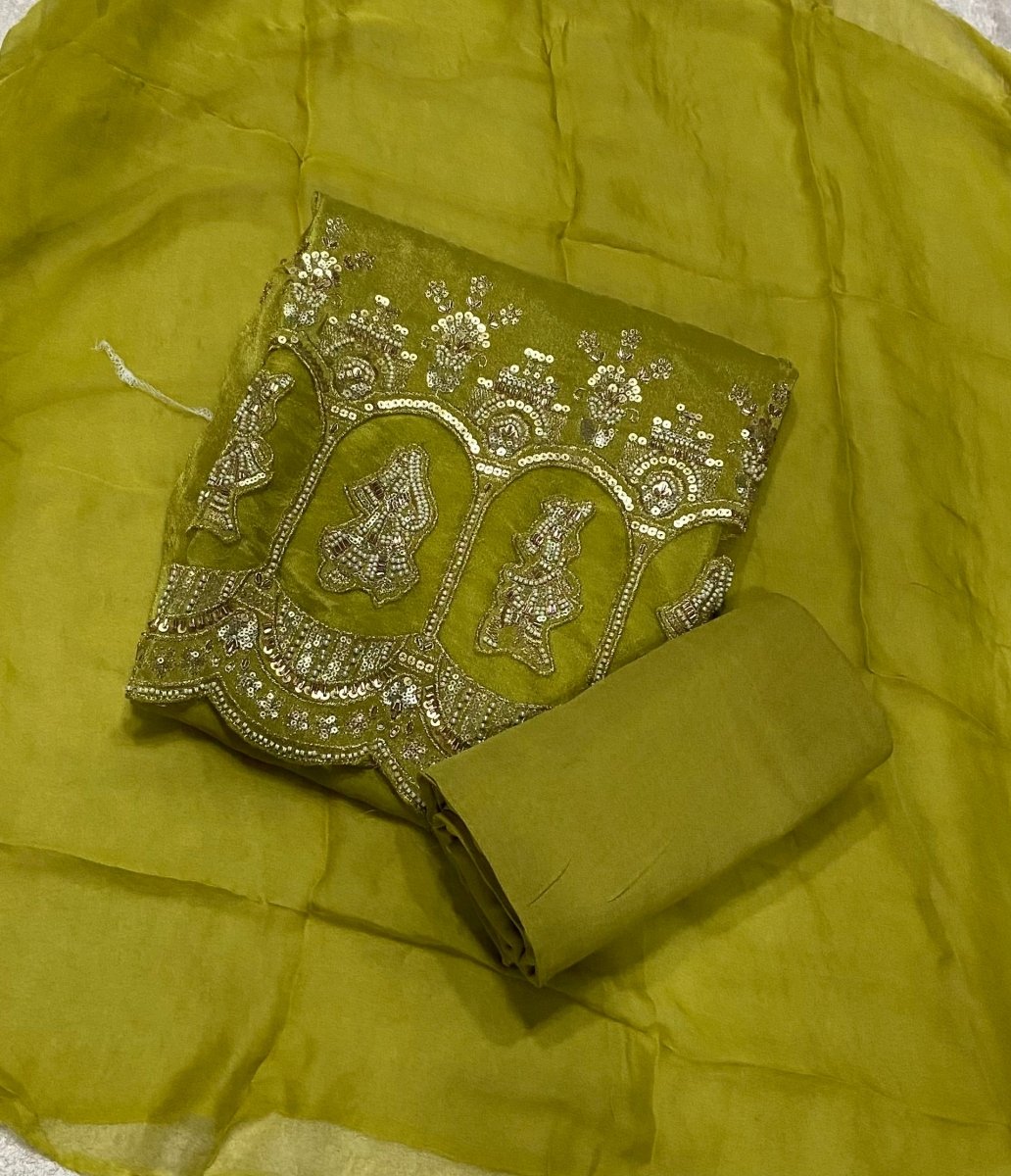 Premium Tissue Silk Suit Set with Heavy Beads, Zari & Sequins Work - Yanchi