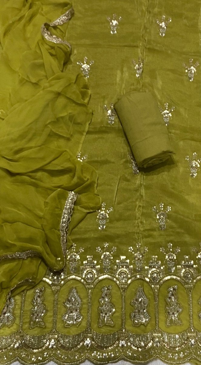 Premium Tissue Silk Suit Set with Heavy Beads, Zari & Sequins Work - Yanchi