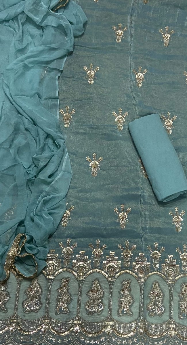 Premium Tissue Silk Suit Set with Heavy Beads, Zari & Sequins Work - Yanchi