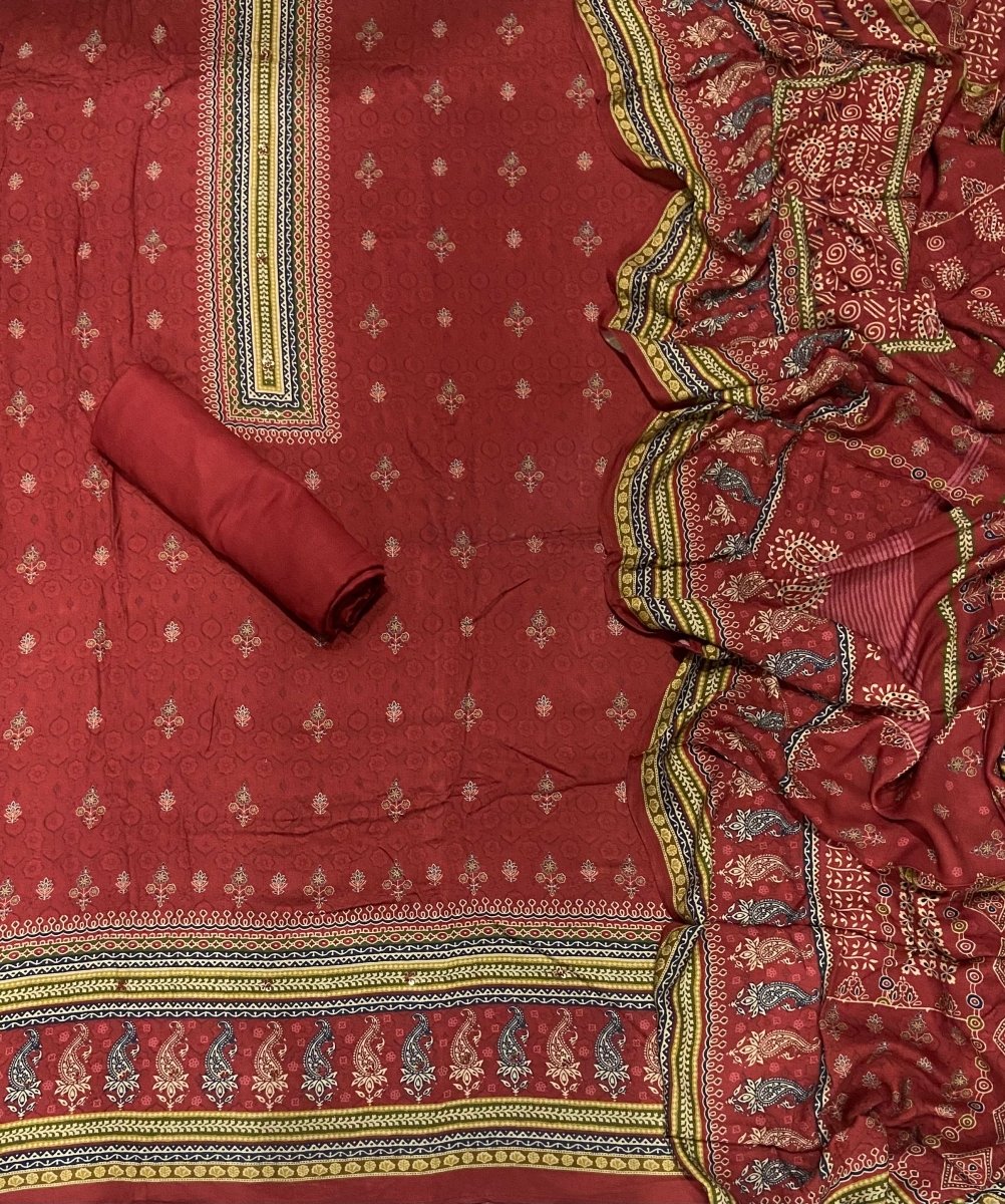 Premium Winter Pashmina Digital Print Suit Set with Hand Embroidery - Yanchi