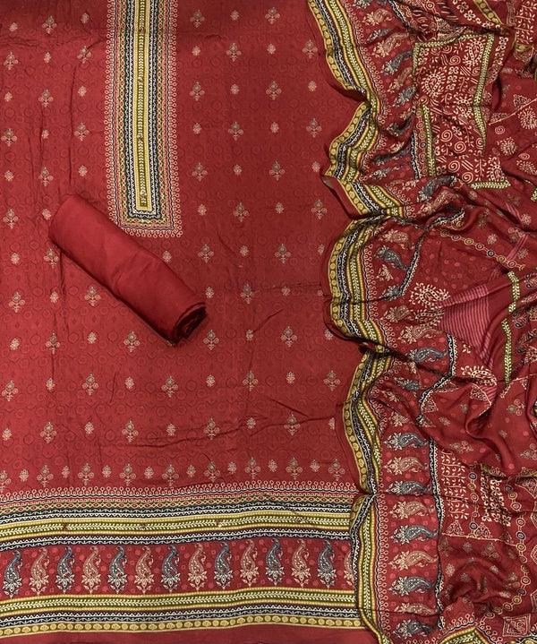 Premium Winter Pashmina Digital Print Suit Set with Hand Embroidery - Yanchi