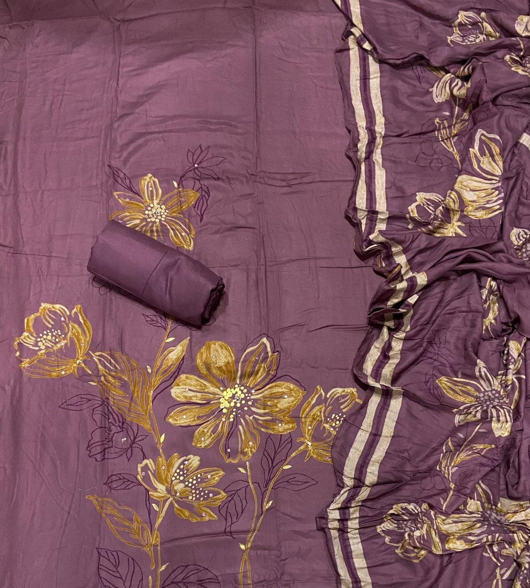 Premium Winter Pashmina Digital Print Suit Set with Hand Embroidery - Yanchi