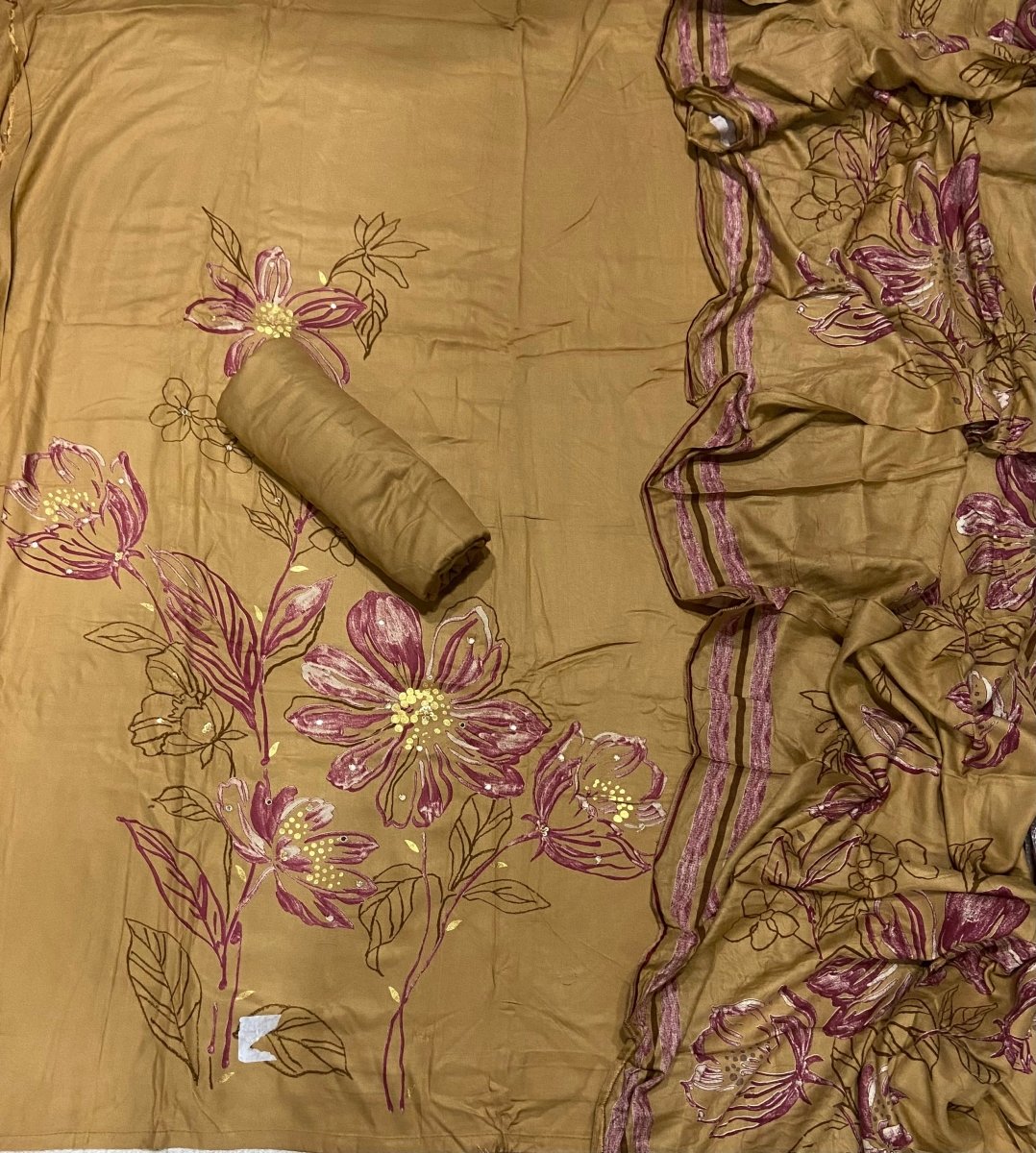 Premium Winter Pashmina Digital Print Suit Set with Hand Embroidery - Yanchi