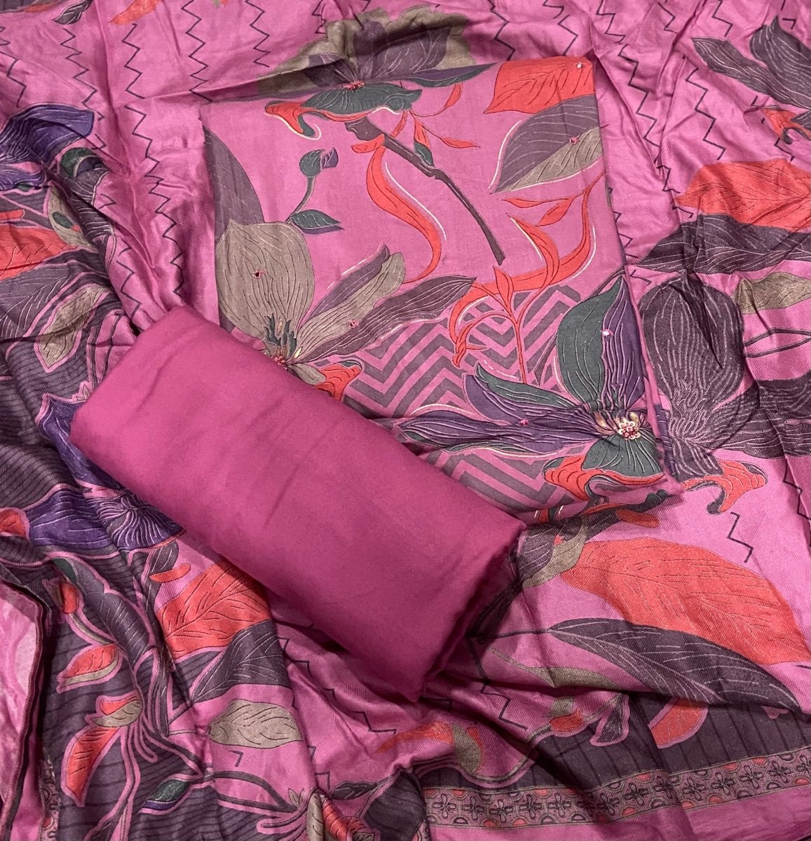 Premium Winter Pashmina Digital Print Suit Set with mirror Work(142vol) - Yanchi