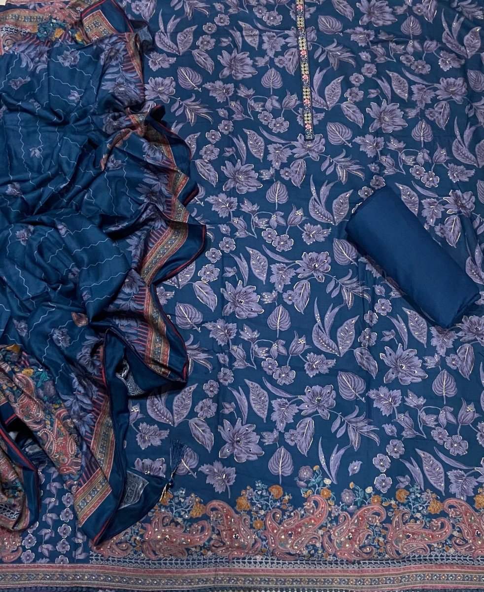 Premium Winter Pashmina Digital Print Suit Set with mirror work(148 vol) - Yanchi