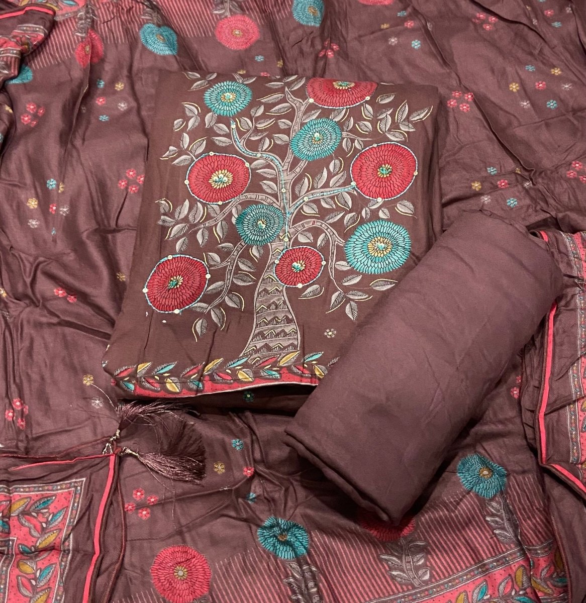 Premium Winter Pashmina Digital Print Suit Set with mirror Work(150vol) - Yanchi