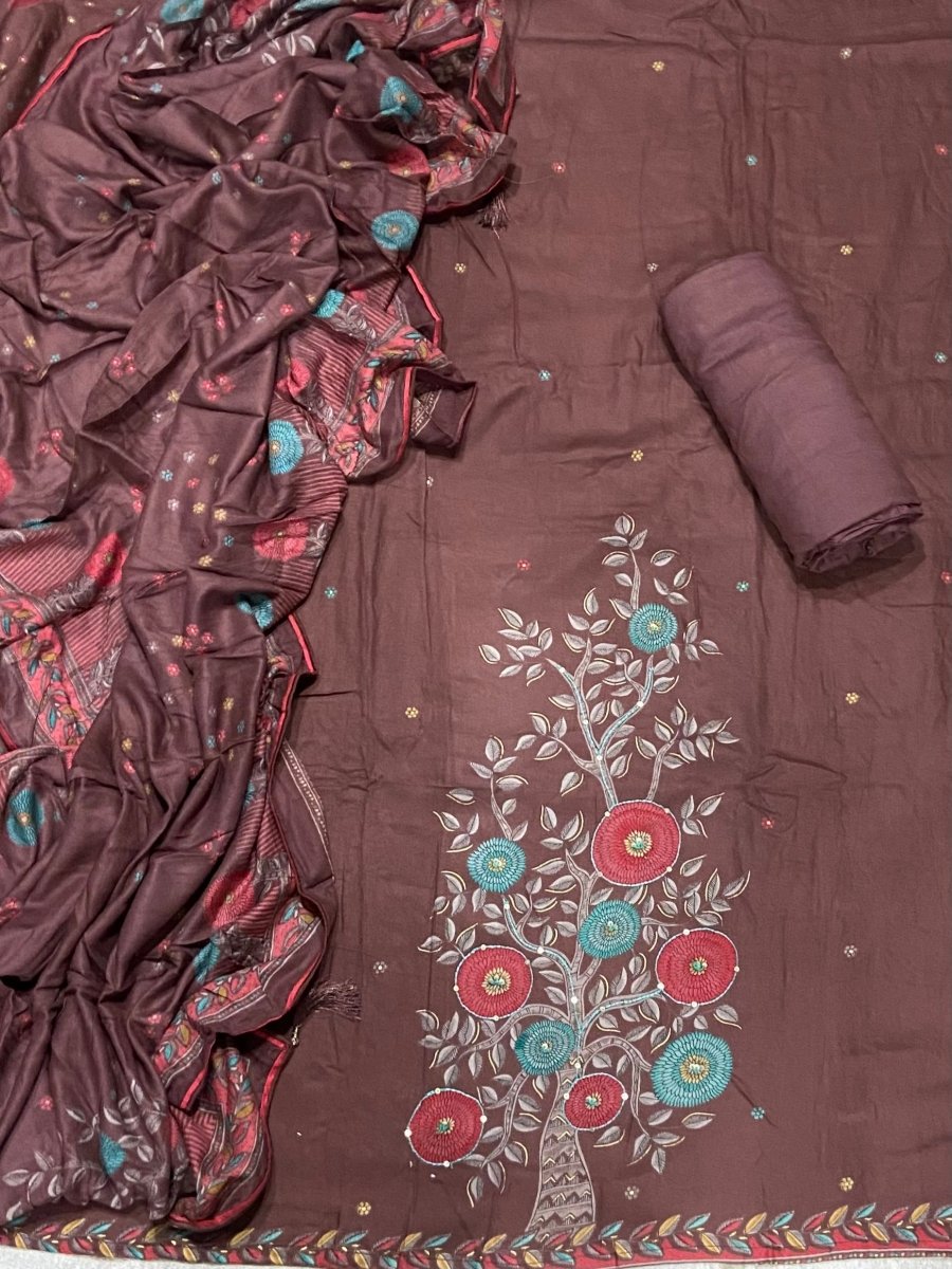 Premium Winter Pashmina Digital Print Suit Set with mirror Work(150vol) - Yanchi