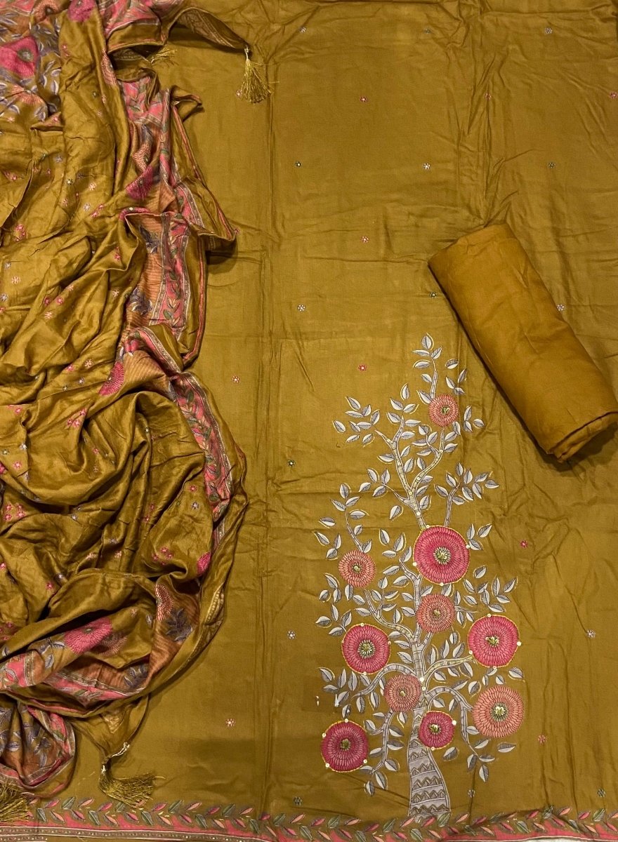 Premium Winter Pashmina Digital Print Suit Set with mirror Work(150vol) - Yanchi