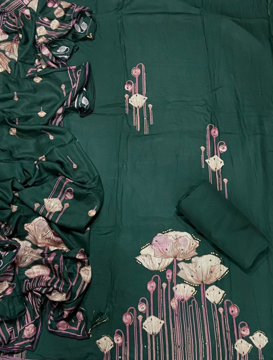 Premium Winter Pashmina Digital Print Suit Set with mirror Work(153vol) - Yanchi