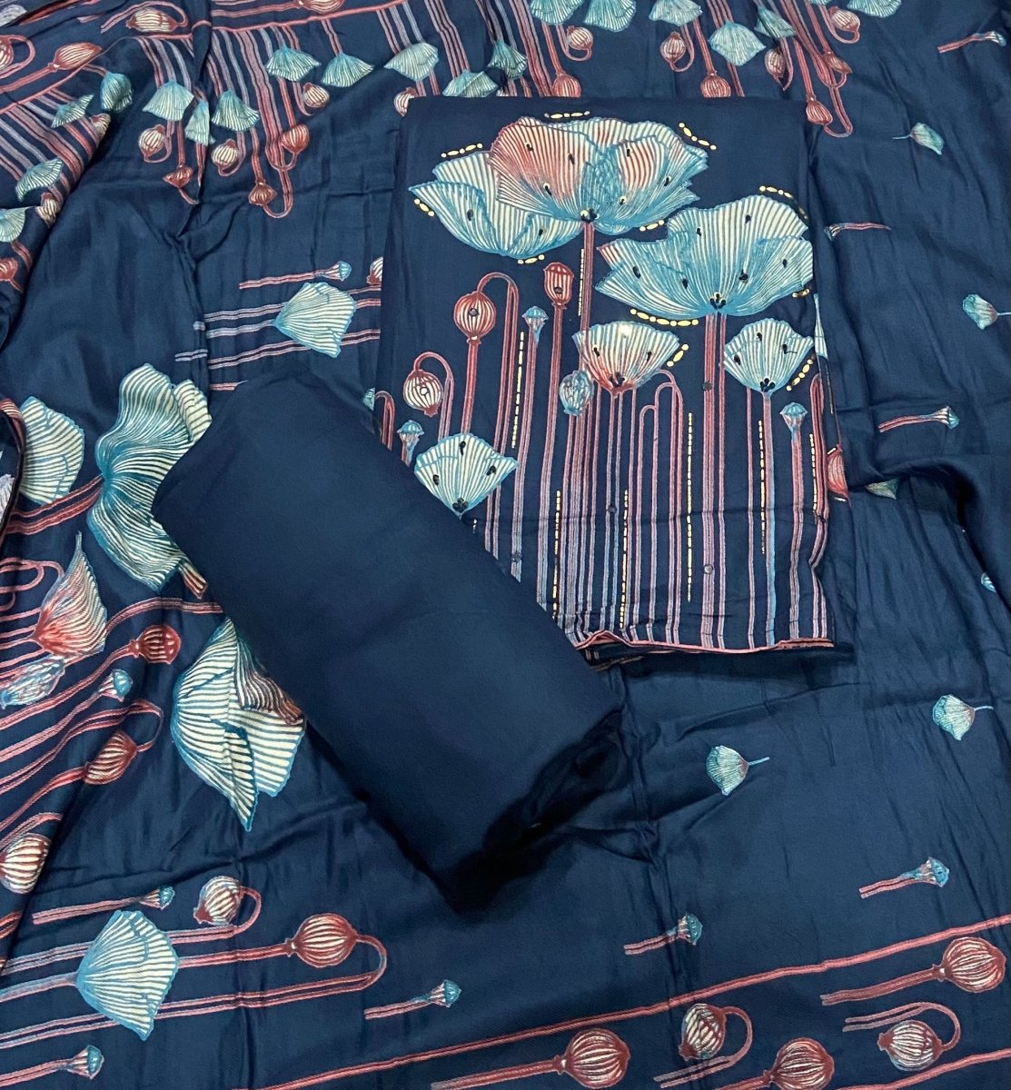 Premium Winter Pashmina Digital Print Suit Set with mirror Work(153vol) - Yanchi