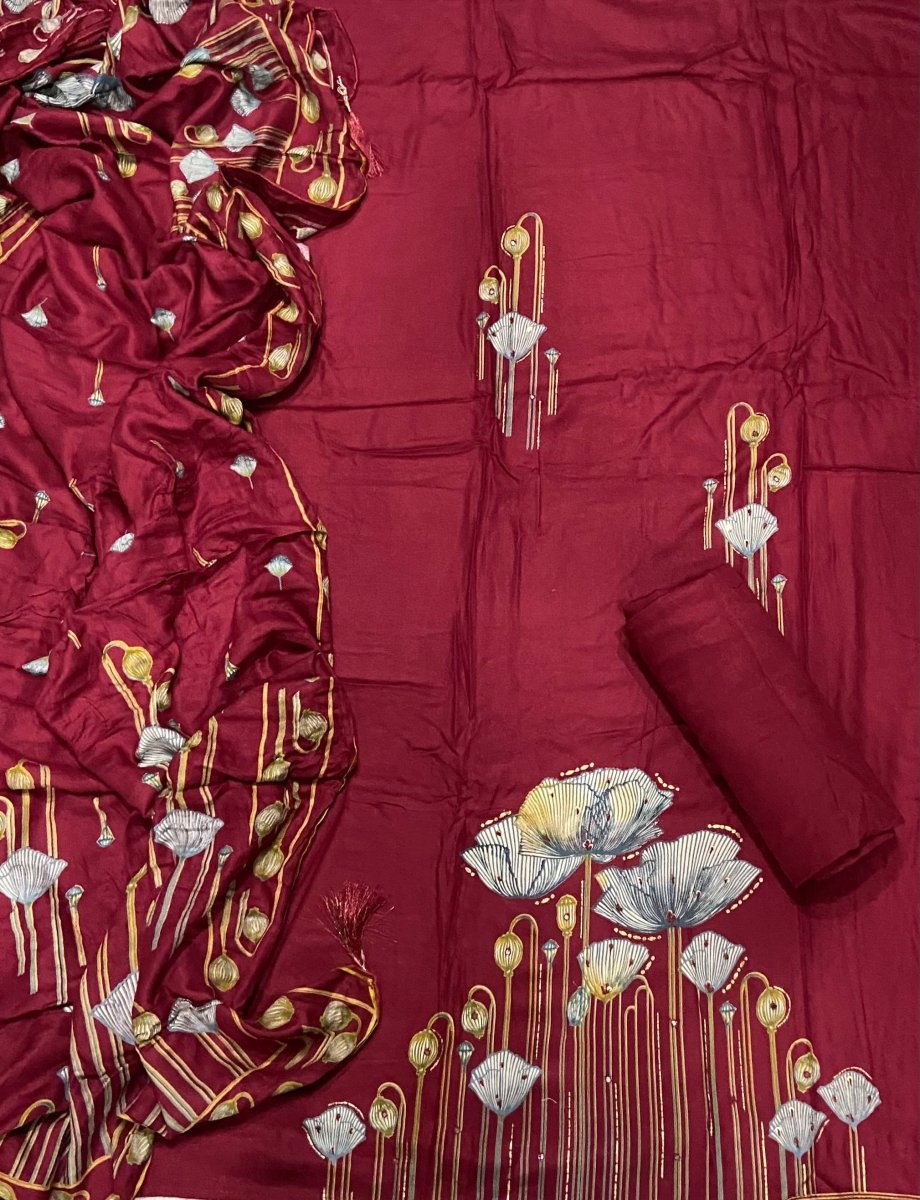 Premium Winter Pashmina Digital Print Suit Set with mirror Work(153vol) - Yanchi