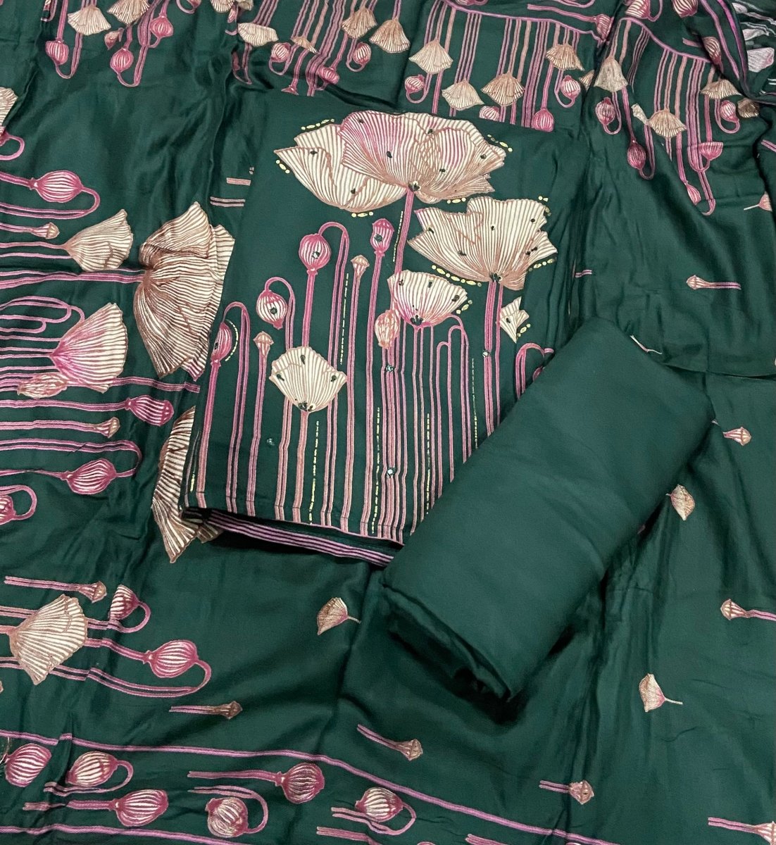 Premium Winter Pashmina Digital Print Suit Set with mirror Work(153vol) - Yanchi