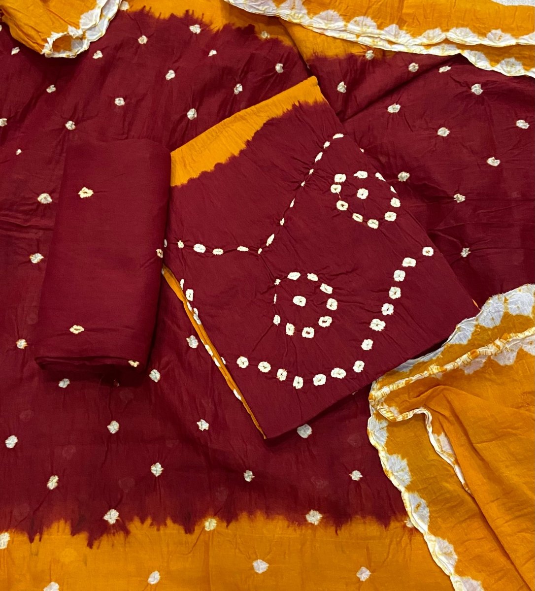Pure Bandhej Cambric Cotton Suit Set - Yanchi