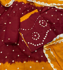 Pure Bandhej Cambric Cotton Suit Set - Yanchi
