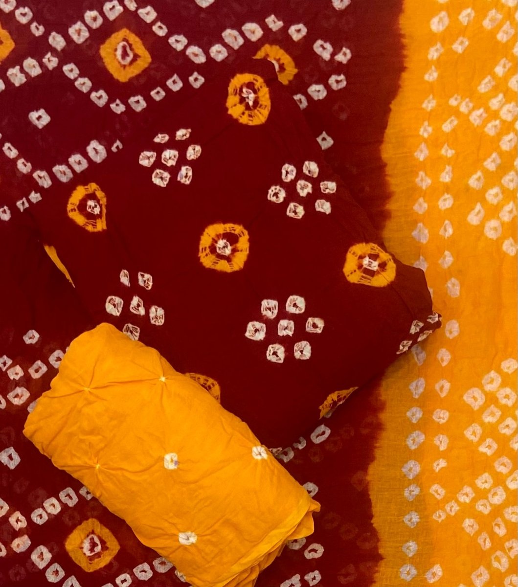 Pure Bandhej Cambric Cotton Suit Set - Yanchi