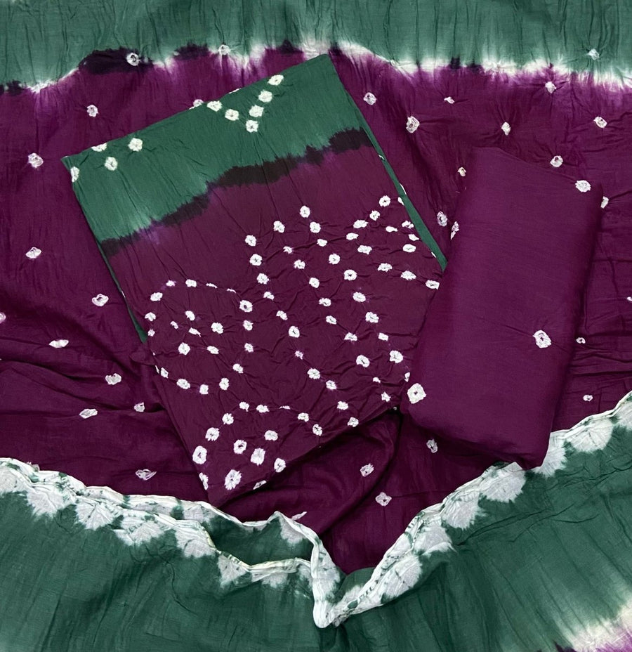 Pure Bandhej Cambric Cotton Suit Set - Yanchi