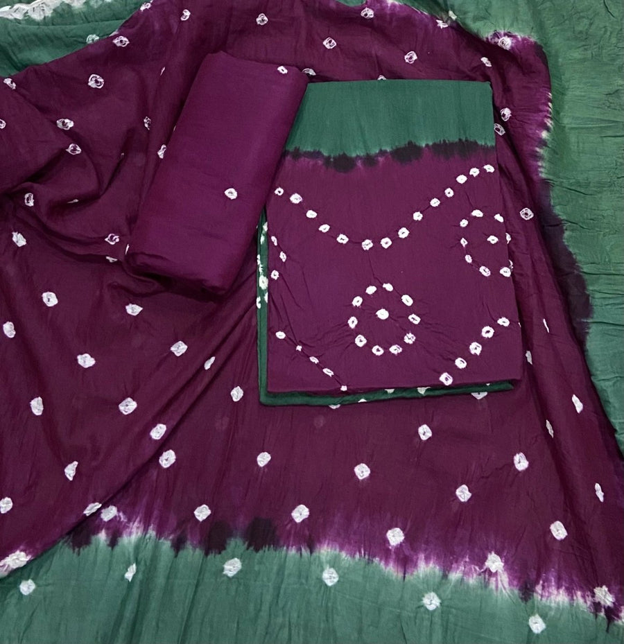 Pure Bandhej Cambric Cotton Suit Set - Yanchi