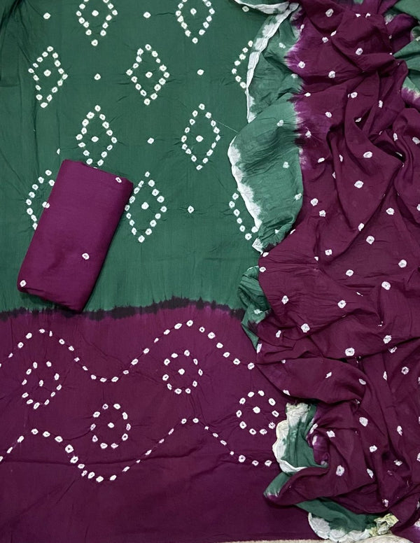 Pure Bandhej Cambric Cotton Suit Set - Yanchi
