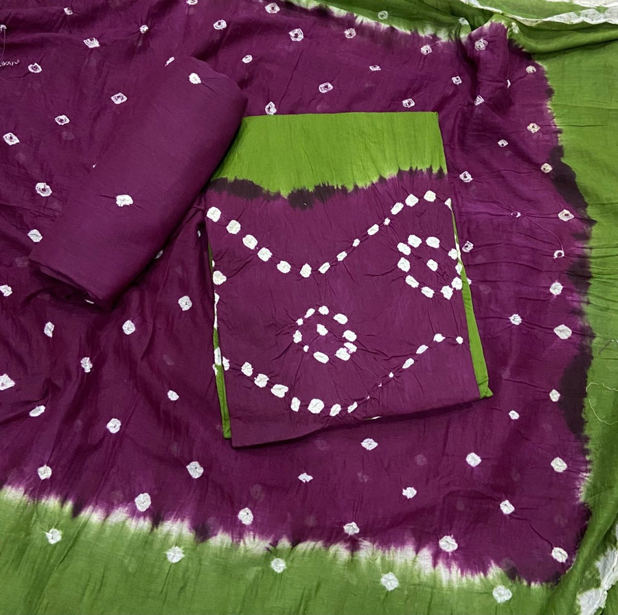Pure Bandhej Cambric Cotton Suit Set - Yanchi