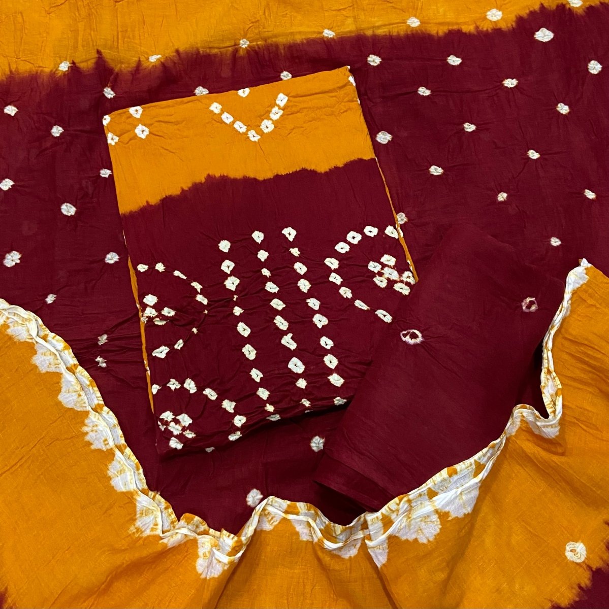 Pure Bandhej Cambric Cotton Suit Set - Yanchi