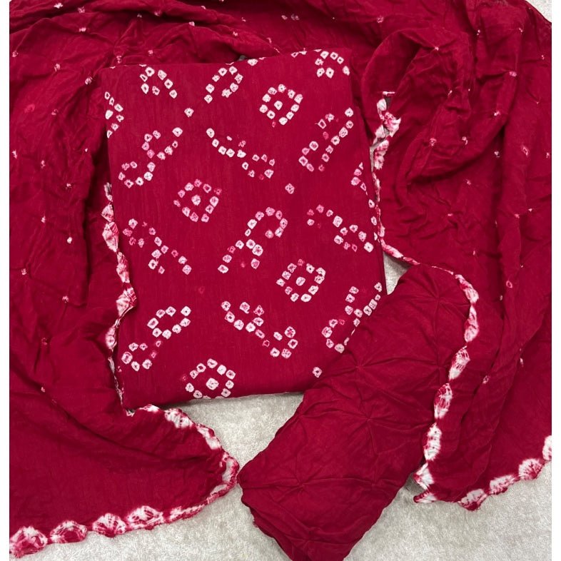 Pure Bandhej Cambric Cotton Suit Set - Yanchi