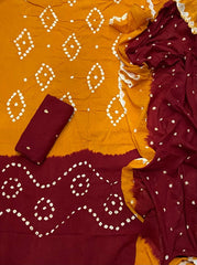 Pure Bandhej Cambric Cotton Suit Set - Yanchi