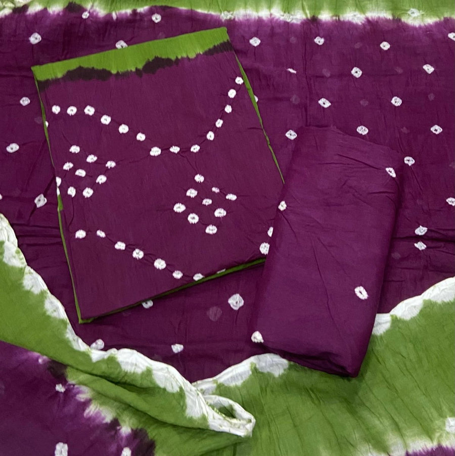 Pure Bandhej Cambric Cotton Suit Set - Yanchi
