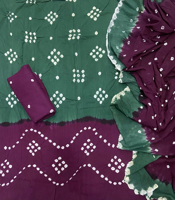 Pure Bandhej Cambric Cotton Suit Set - Yanchi