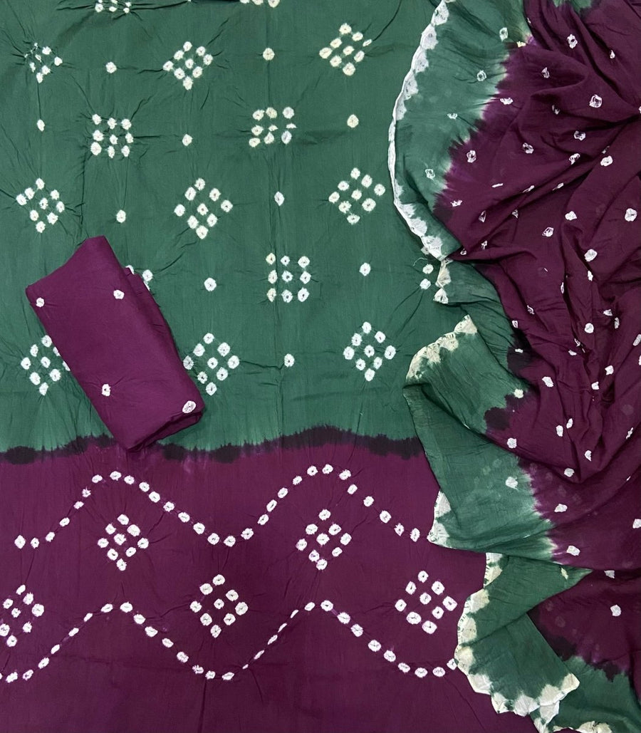Pure Bandhej Cambric Cotton Suit Set - Yanchi