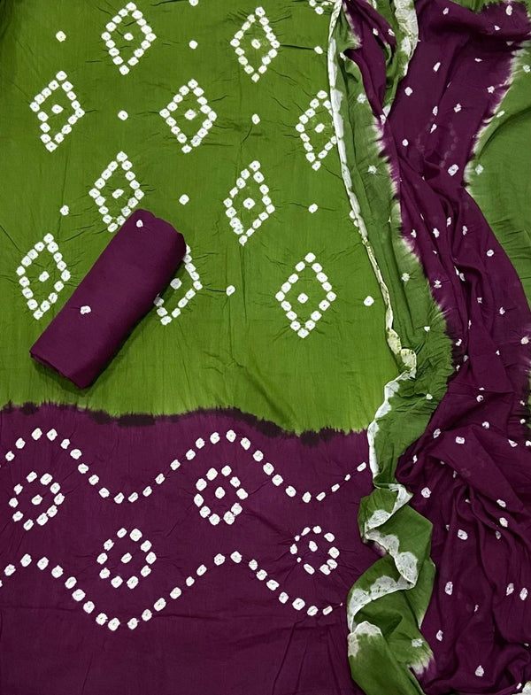 Pure Bandhej Cambric Cotton Suit Set - Yanchi