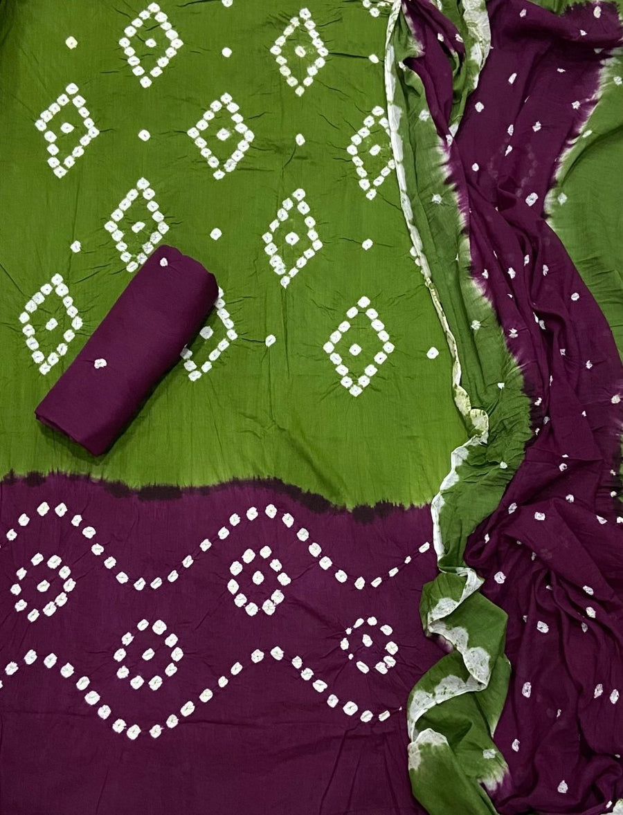 Pure Bandhej Cambric Cotton Suit Set - Yanchi