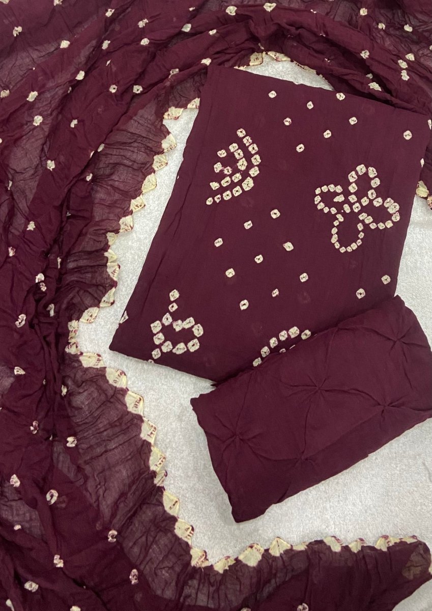 Pure Bandhej Cambric Cotton Suit Set - Yanchi