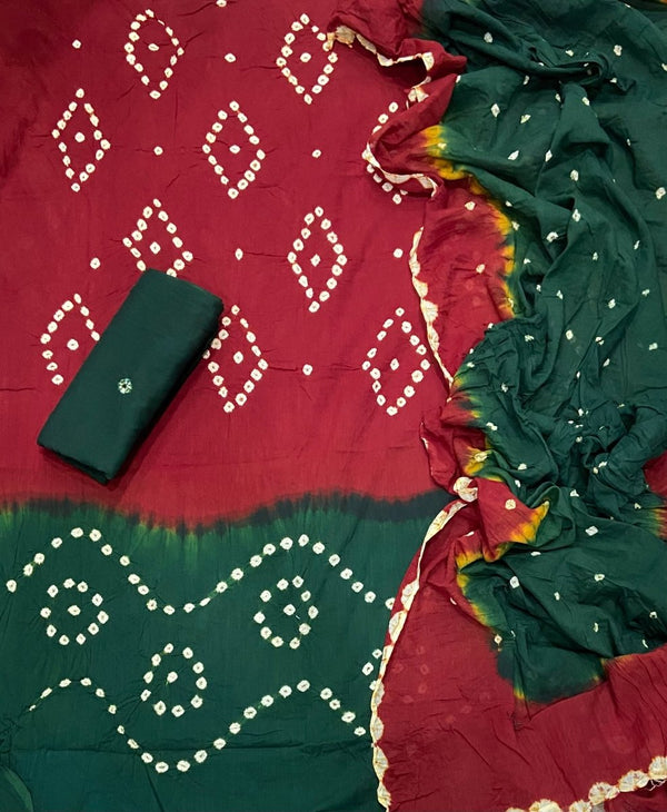 Pure Bandhej Cambric Cotton Suit Set - Yanchi