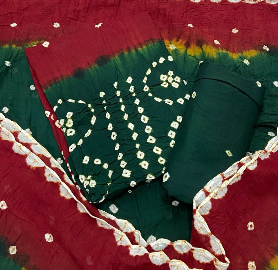 Pure Bandhej Cambric Cotton Suit Set - Yanchi