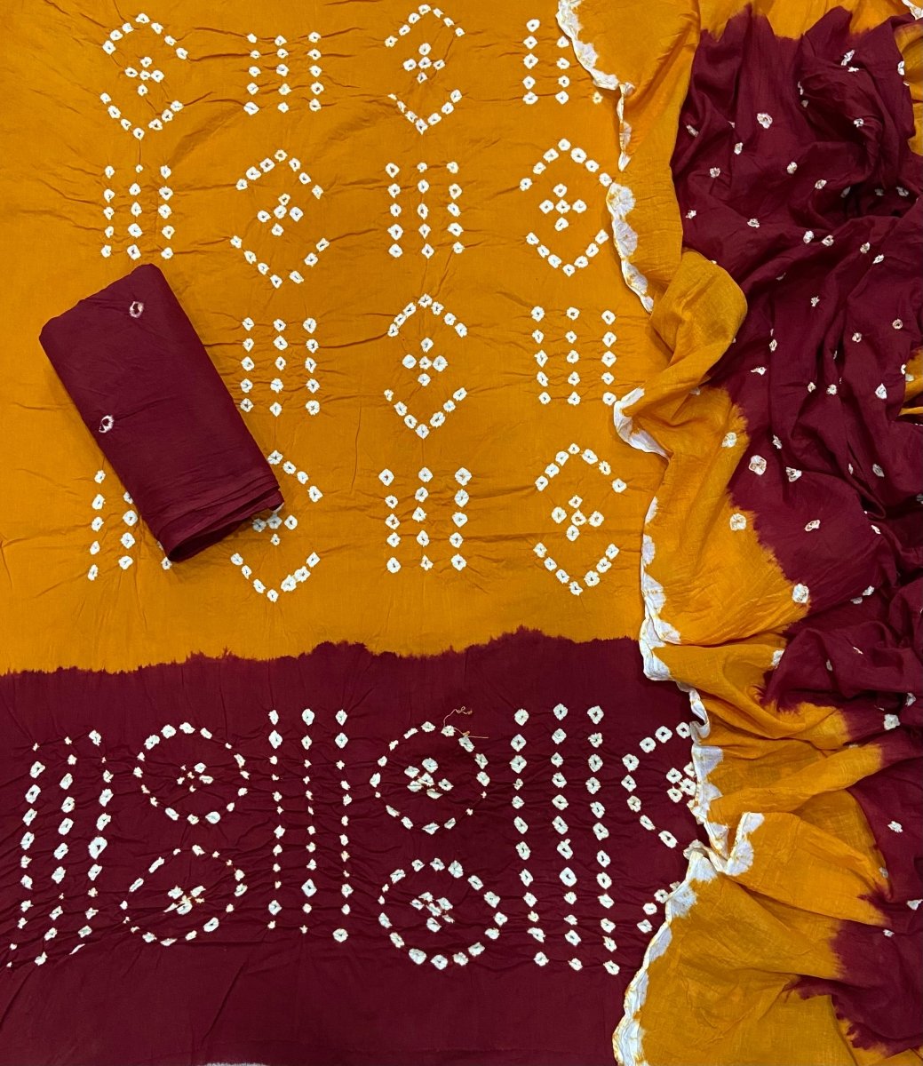 Pure Bandhej Cambric Cotton Suit Set - Yanchi
