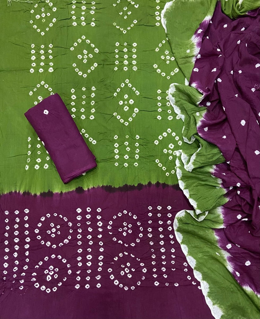 Pure Bandhej Cambric Cotton Suit Set - Yanchi