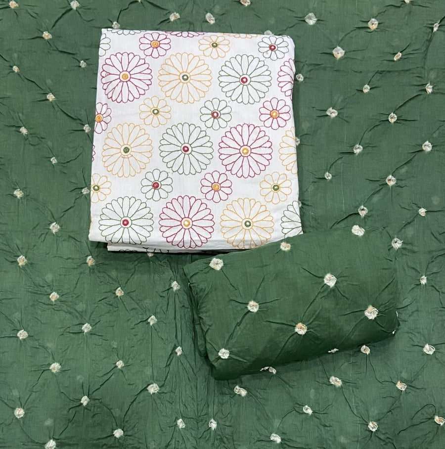 Pure Bandhej Cambric Cotton Suit Set With Dhaga work - Yanchi