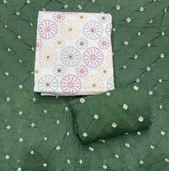 Pure Bandhej Cambric Cotton Suit Set With Dhaga work - Yanchi