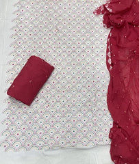 Pure Bandhej Cambric Cotton Suit Set With Dhaga work - Yanchi