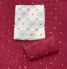 Pure Bandhej Cambric Cotton Suit Set With Dhaga work - Yanchi