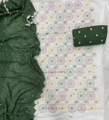 Pure Bandhej Cambric Cotton Suit Set With Dhaga work - Yanchi