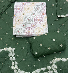 Pure Bandhej Cambric Cotton Suit Set With Dhaga work - Yanchi